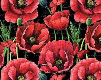 Red Poppy Fabric Etsy