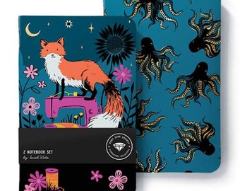 2 pack Animal Sewing Graph Notebook, Fox and Octopus, Sarah Belove, Ruby Star Society Notions, RS 7044