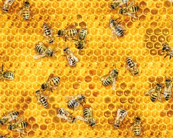 Honey Bees, Buzzing Bee, Yellow Fabric, Bee Kind, Beehive, Beehive, Bumble Bee, Elizabeth Studio, ELS51-HON