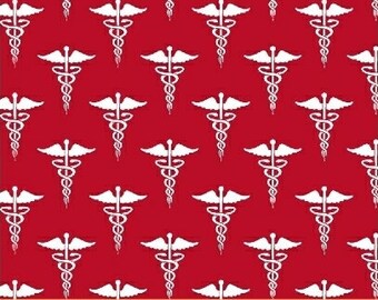 Nurse Symbol Fabric, Calling all Nurses by Windham Fabrics, Woven Cotton Fabric