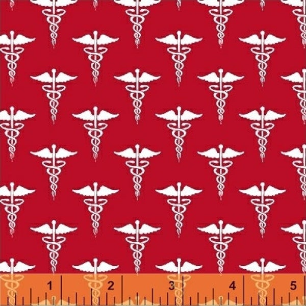 Nurse Symbol Fabric, Calling all Nurses by Windham Fabrics, Woven Cotton Fabric