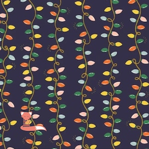 Holiday Lights on Navy Metallic Fabric, Holiday Classics, Cotton+Steel, RP608-NA1M