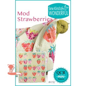 Mod Strawberries Quilt Pattern, Digital PDF Pattern, Sew Kind of Wonderful