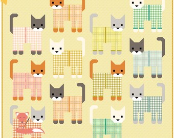 Preorder - Cats in Pajamas Quilt Kit, Popcorn, Elizabeth Hartman, Moda Fabrics, Delivery November
