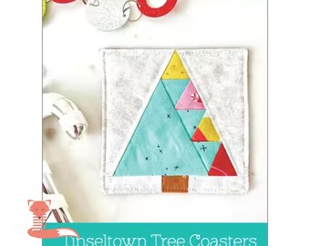 Tinseltown Tree Coasters Pattern, Foundation Paper Pieced, Tied with a Ribbon