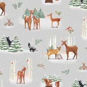 Enchanted Woodland Animals Fabric, Clothworks, 100% Cotton, Y3260-61
