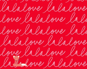 Love Writing on Red Fabric, Je T'aime, Dashwood Studio, 100% Cotton, JETA 22-50