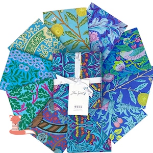 Blues Fat Quarter 10pc Bundle, Kaffe x Morris & Co.