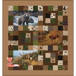 Majestic Animals Pillow Panel Quilt Kit, Boxed Quilt Kit, Riley Blake Designs, KT-15980