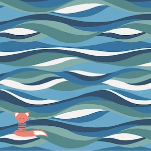 Ocean Waves Blue and Green Fabric, Free as the Ocean, Riley Blake Designs, C14803-Multi