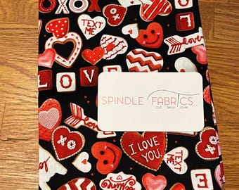 Remnant 25", Valentine Heart Cookie Fabric, Timeless Treasures, 100% Cotton, HEART-CD1585