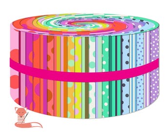 PreOrder - True Colors, 10" Design Strip Fabric, Sticks and Stones, 24pc, 10"x44", Tula Pink, Delivery March/April
