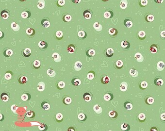 Remnant 1/4 yard, Story Character Cameo Green, To Grandmother's House, Riley Blake Designs, 100% Cotton, C14372-GREEN