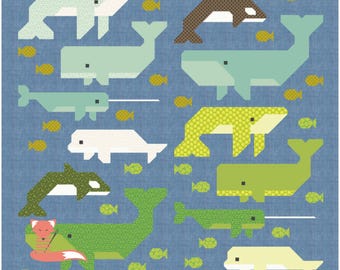Whale Watching Quilt Kit Small 48"x48", Scenery, Elizabeth Hartman, Moda Fabrics, Curated In-House