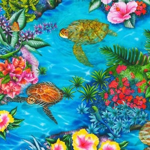Remnant 31&quot;, Turtles Nature Fabric, Tropical Canyon, Robert Kaufman, 100% Cotton, 21691268