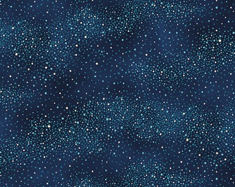 Blue Starry Night on Midnight BlueFabric, Starlight Sky, Studio E Fabrics, 100% Cotton, 6845-77