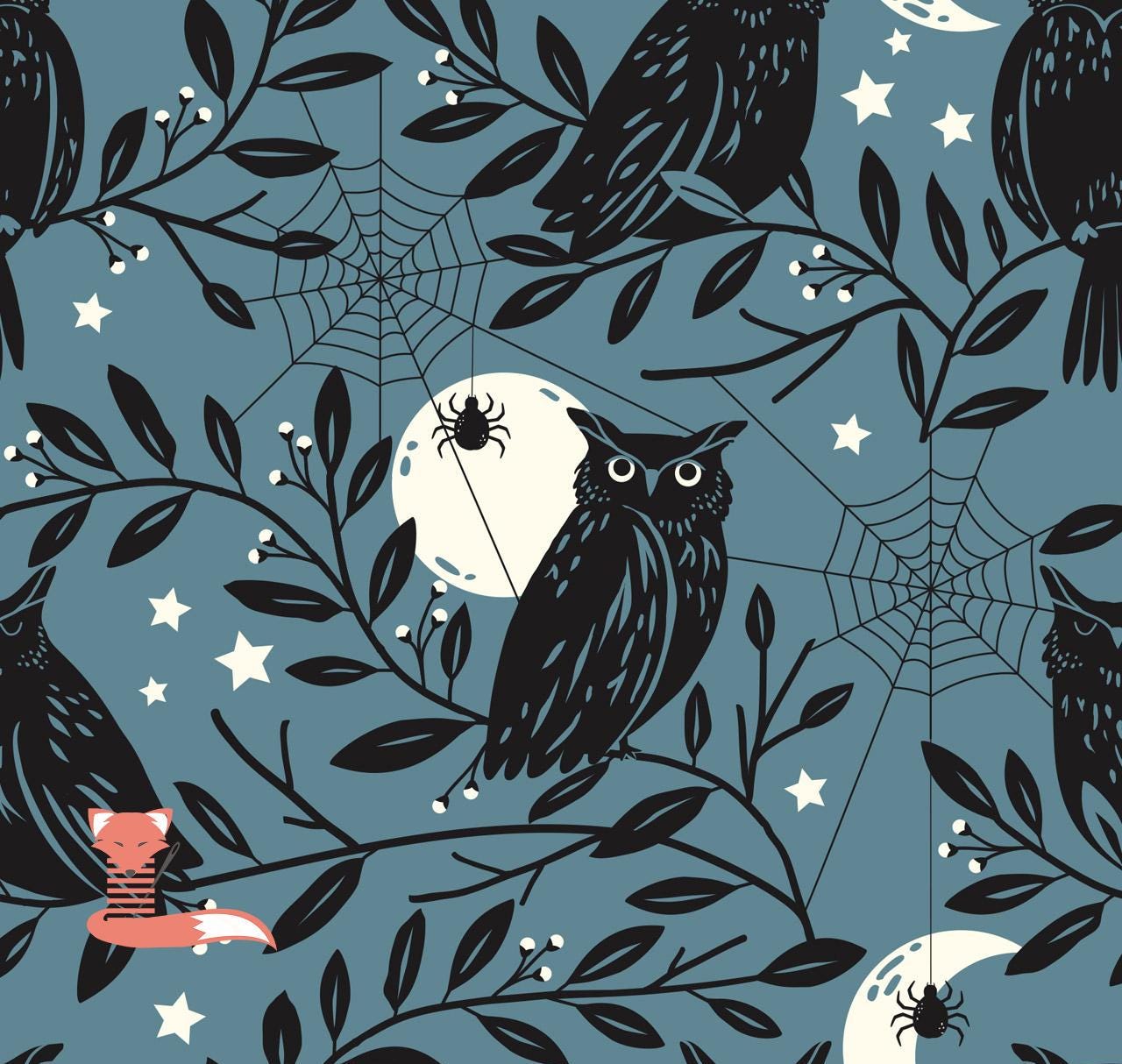 Owl Fabric, Dashwood Studios, Sally Mountain, 100% Cotton, 2453