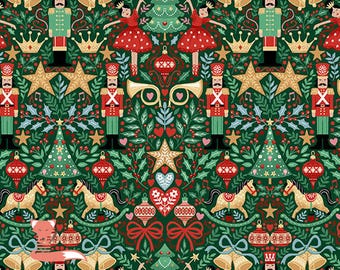Sugar Plum on Green Fabric, The Nutcracker,  Andover Fabrics, MU-229-G