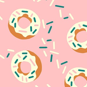 Remnant 32&quot;, Donut Fabric, Vanilla Donuts and Sprinkles on Pink, Food Trucks, Paintbrush Studio, 100% Woven Cotton