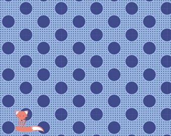 Remnant 35", Denim Blue Medium Dot Fabric, Tilda Fabrics, 100% Cotton, TIL130013-V11