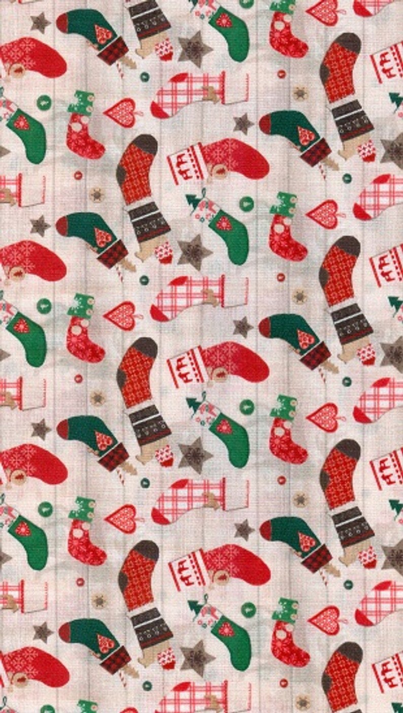 Christmas Stocking Fabric, Stocking Fabric, Stof France, Le Quilt, 100% Quilting Cotton Fabric image 3