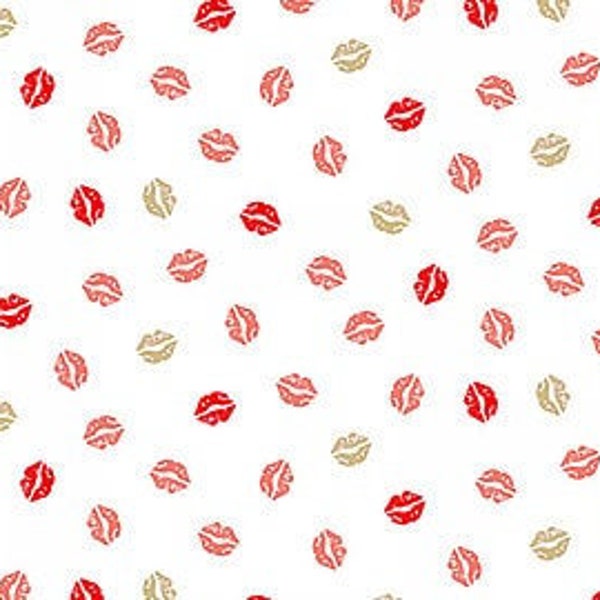 Lips on White Fabric, Pamper, Andover Fabrics, 100% Cotton, TP-2312-W