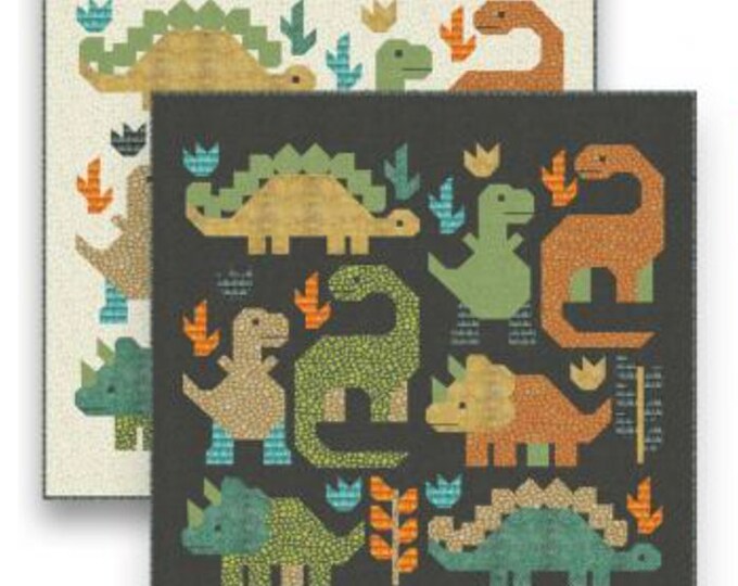 Age of the Dinosaurs Quilt Kit With Black Background, Katherine Quinn