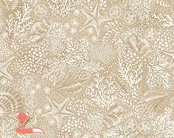 Reef Cream Fabric, High Tide, Makower UK, 100% Cotton, MU-081-Q