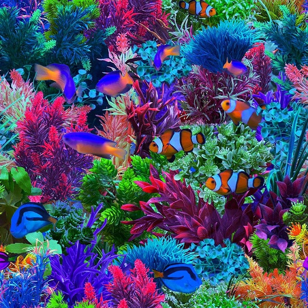FQ, Coral Sea Life, Deep Blue Sea, Timeless Treasures, 100% Digital Cotton, CD1979
