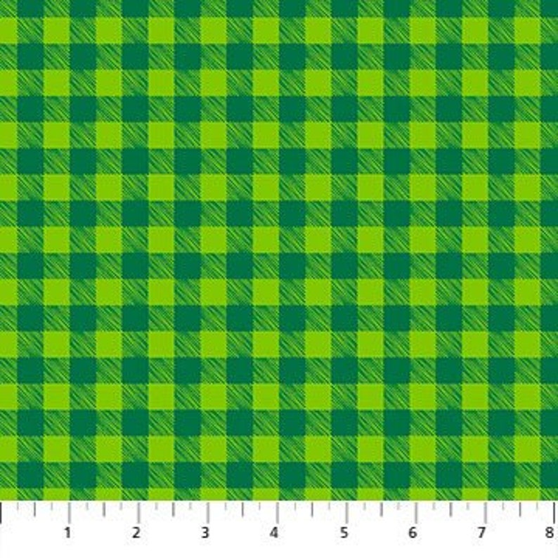 Green Gingham Check Fabric, Christmas Magic, Patrick Loose, Northcott, 100% Cotton, 10027-73 bild 1