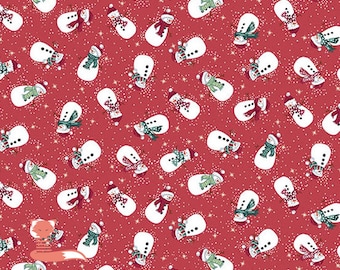 Snowmen on Red Fabric, Country Christmas,  Andover Fabrics, MU-232-R