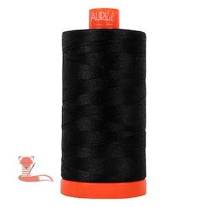 Mako Cotton Thread Black 50wt, 1422yds, Aurifil