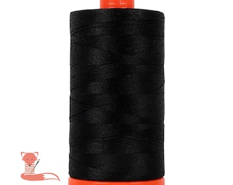 Mako Cotton Thread Black 50wt, 1422yds, Aurifil