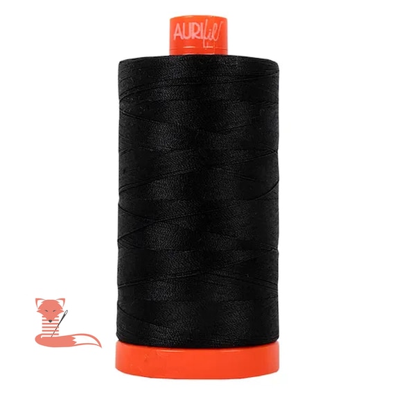 Mako Cotton Thread Black 50wt, 1422yds, Aurifil