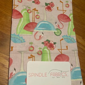 FQ, Flamingos on Pink with Drinks, Let&#39;s Flamingle!, Blank Quilting, 1271-22, Fat Quarter