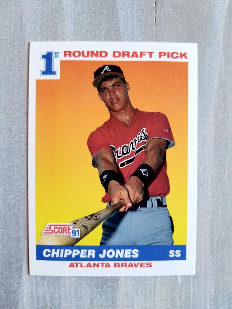 Chipper Jones Score Rookie Card shirt Atlanta Braves Hall of Fame Vintage Baseball  Cards Braves gift Braves sign fan Gifts for Men dexis-iberica Collectibles  Memorabilia