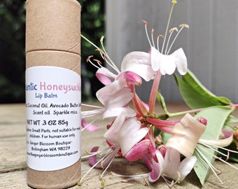 Romantic Honeysuckle Lip Balm, Skincare, Gifts, Floral, Fresh, Summer, Holidays, Earth Friendly, Kiss, Date night, Valentines, Wedding, Eco,