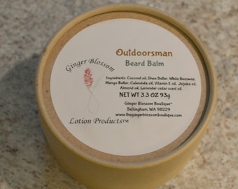 Outdoorsman Beard Balm, shine, healthy hair & beard, natural, accessories, facial care, body care, gift for him, moisturize, soften, shape