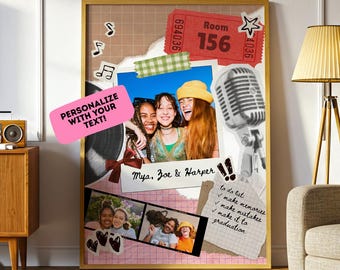 Collage photo personnalisé de colocataires universitaires : oeuvres d'art personnalisées pour dortoir (téléchargement numérique)