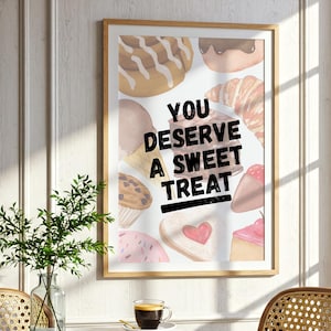Dessert Collage Print: Pastel Food Art - &quot;You Deserve a Sweet Treat&quot; (Digital Download)