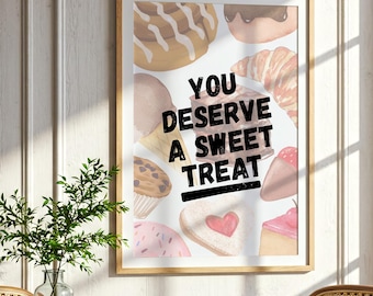 Dessert Collage Print: Pastel Food Art - "You Deserve a Sweet Treat" (Digital Download)