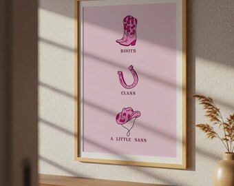 Pink Cowgirl Boots Print: Western Rodeo Decor (Digital Download)