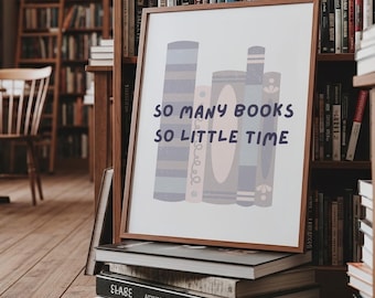 Book Lover Wall Art Print: Neutral Book Stack, Literary Quote (Digital Download)