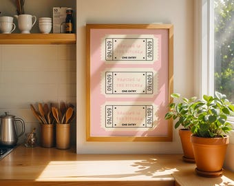Dancing in the Kitchen Print: Retro Ticket Wall Art (Digital Download)