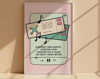 Taylor Swift Wall Art Print: Welcome to New York Lyrics, Pastel Music Decor