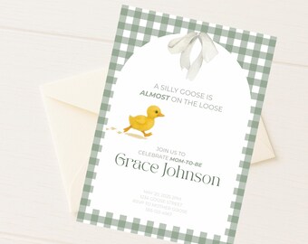 Goose Baby Shower Invitation Set: Farm Theme, Editable Templates (Digital Download)