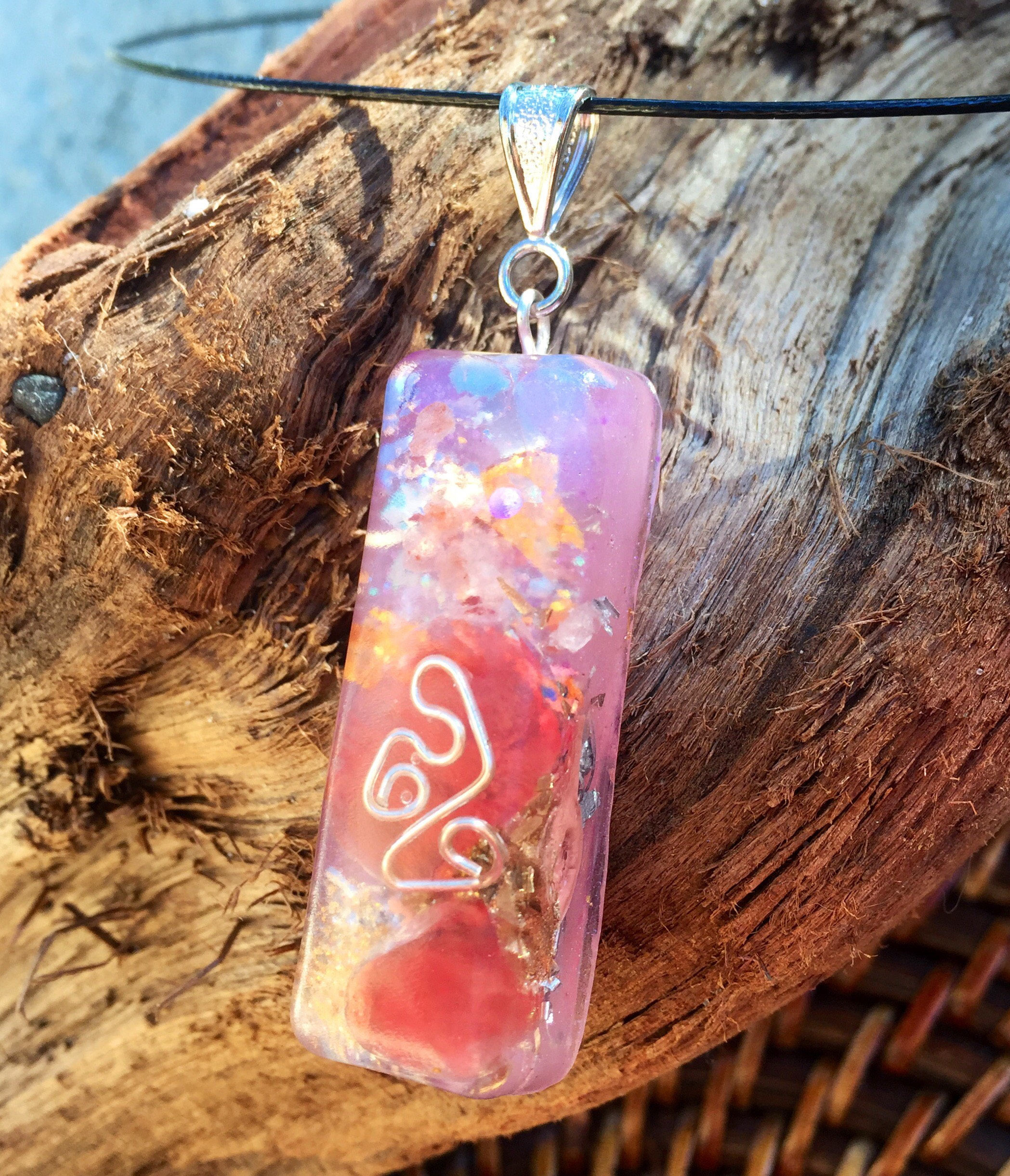 Violet Flame Orgonite Healing Wand Red Quartz Fairy Magic