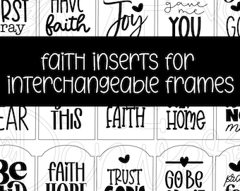 Faith display, vignette, interchangeable sign inserts faith decor church frames sold separately