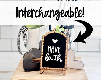 Faith display, vignette, interchangeable sign faith decor church