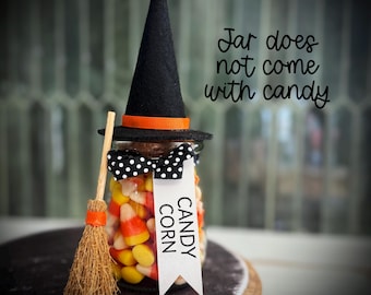 Candy Corn candy jar Halloween decor, tiered tray, vignette X45